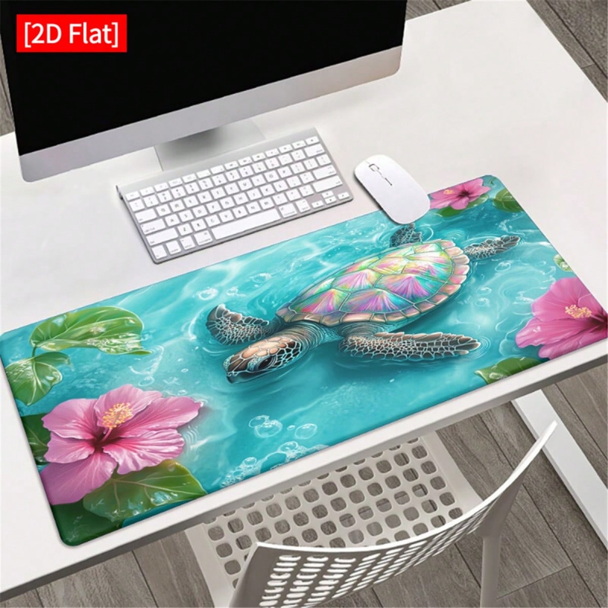 Desk Setup Pc And Laptop - [2D Flat]1pc Sea And Hibiscus Flower