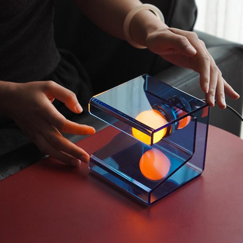 Desk Setup Minimalist - Modern Acrylic Cube Table Lamp Minimalist