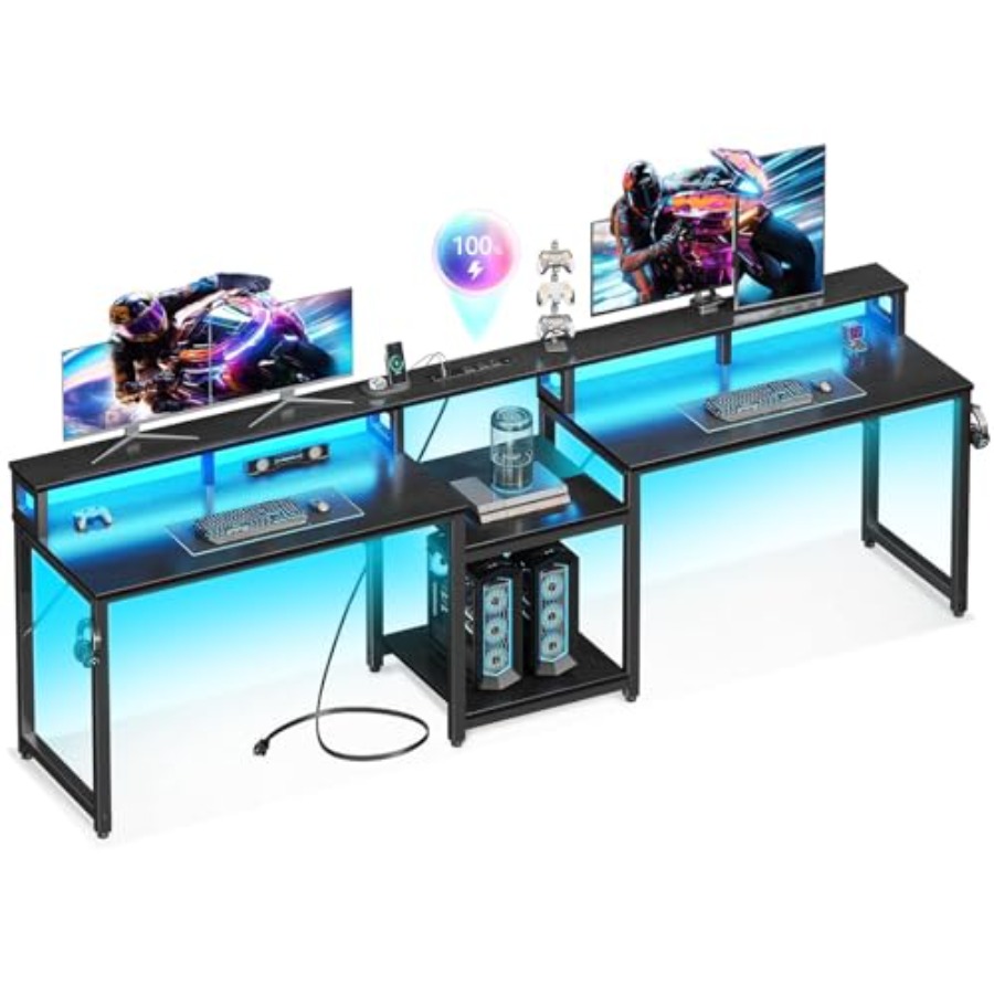 Gaming desk for 2 persons, 98' - огляд і ціна Desk Setup L Shaped