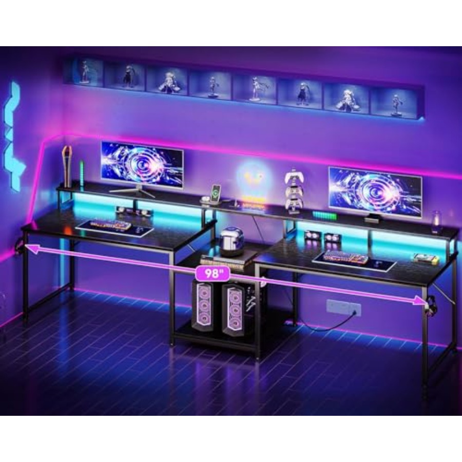 Gaming desk for 2 persons, 98' - огляд і ціна Desk Setup L Shaped