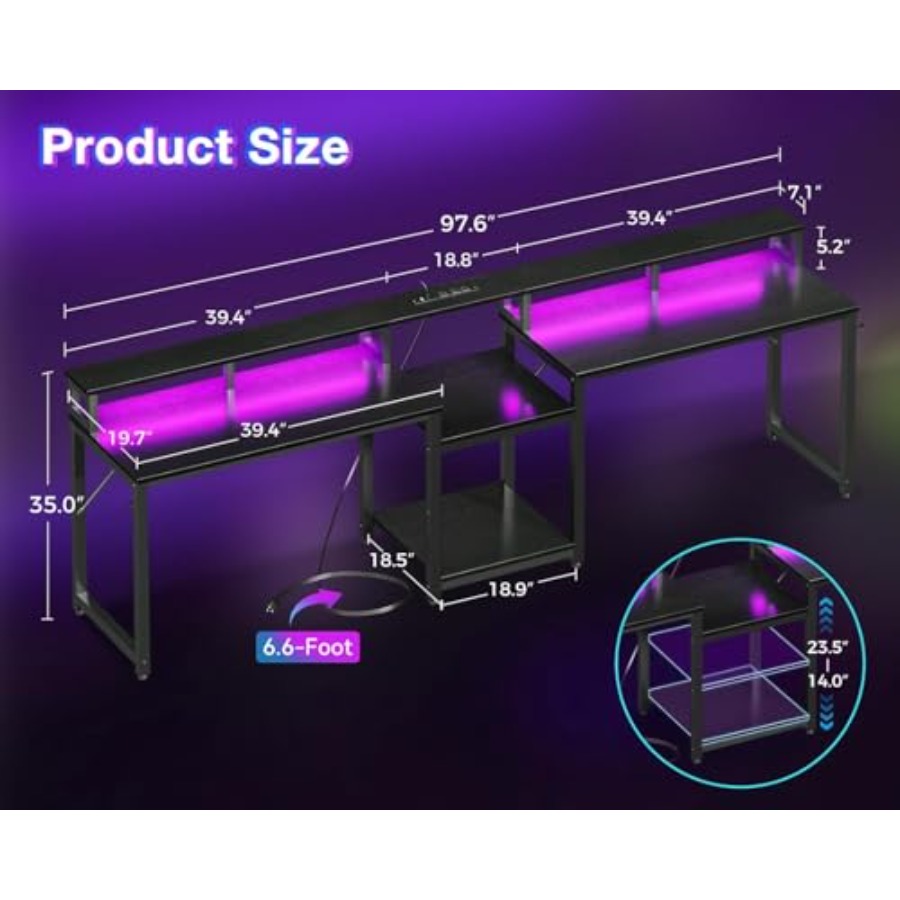 Gaming desk for 2 persons, 98' - огляд і ціна Desk Setup L Shaped