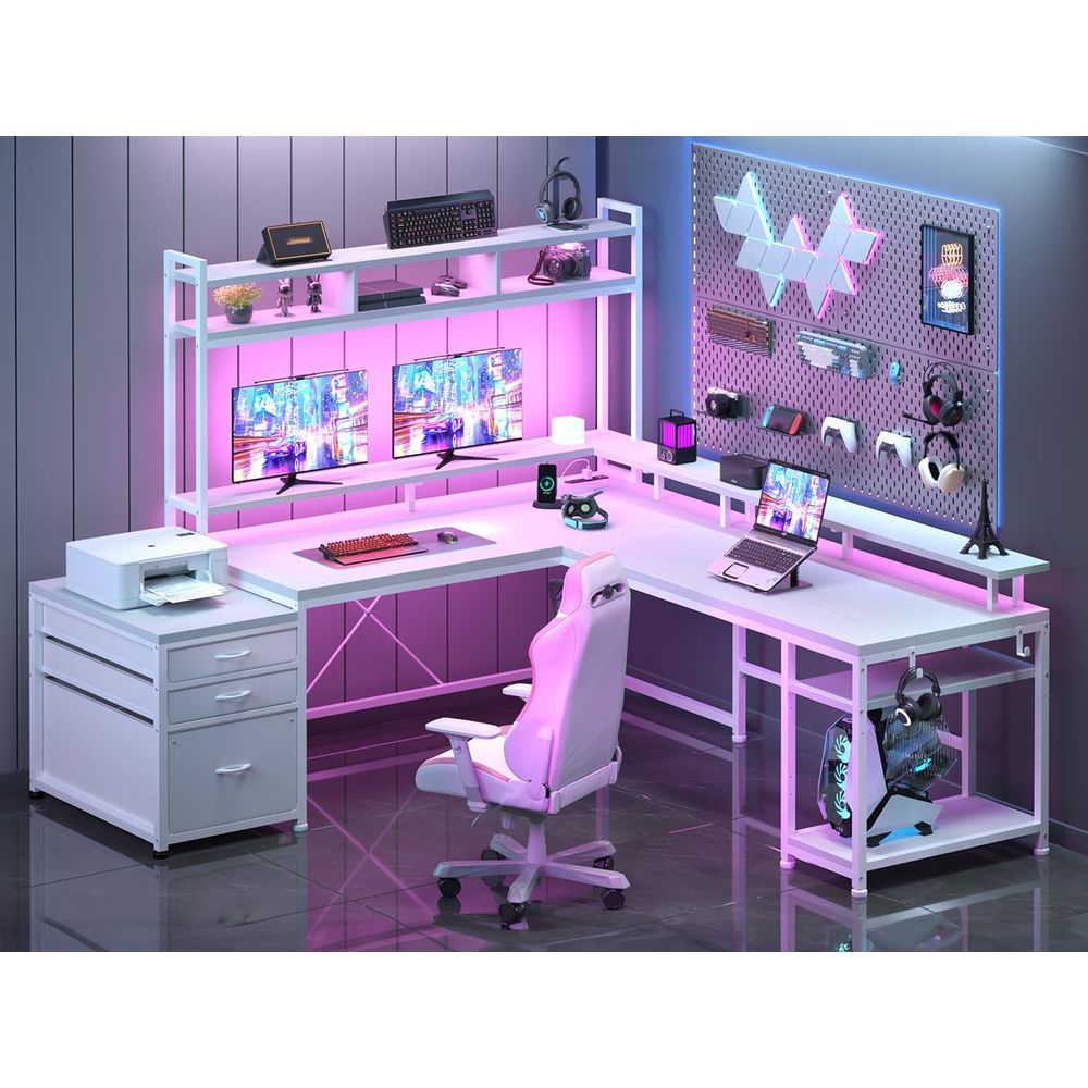 104-inch L-Shaped Desk for Dua - огляд і ціна Desk Setup L Shaped