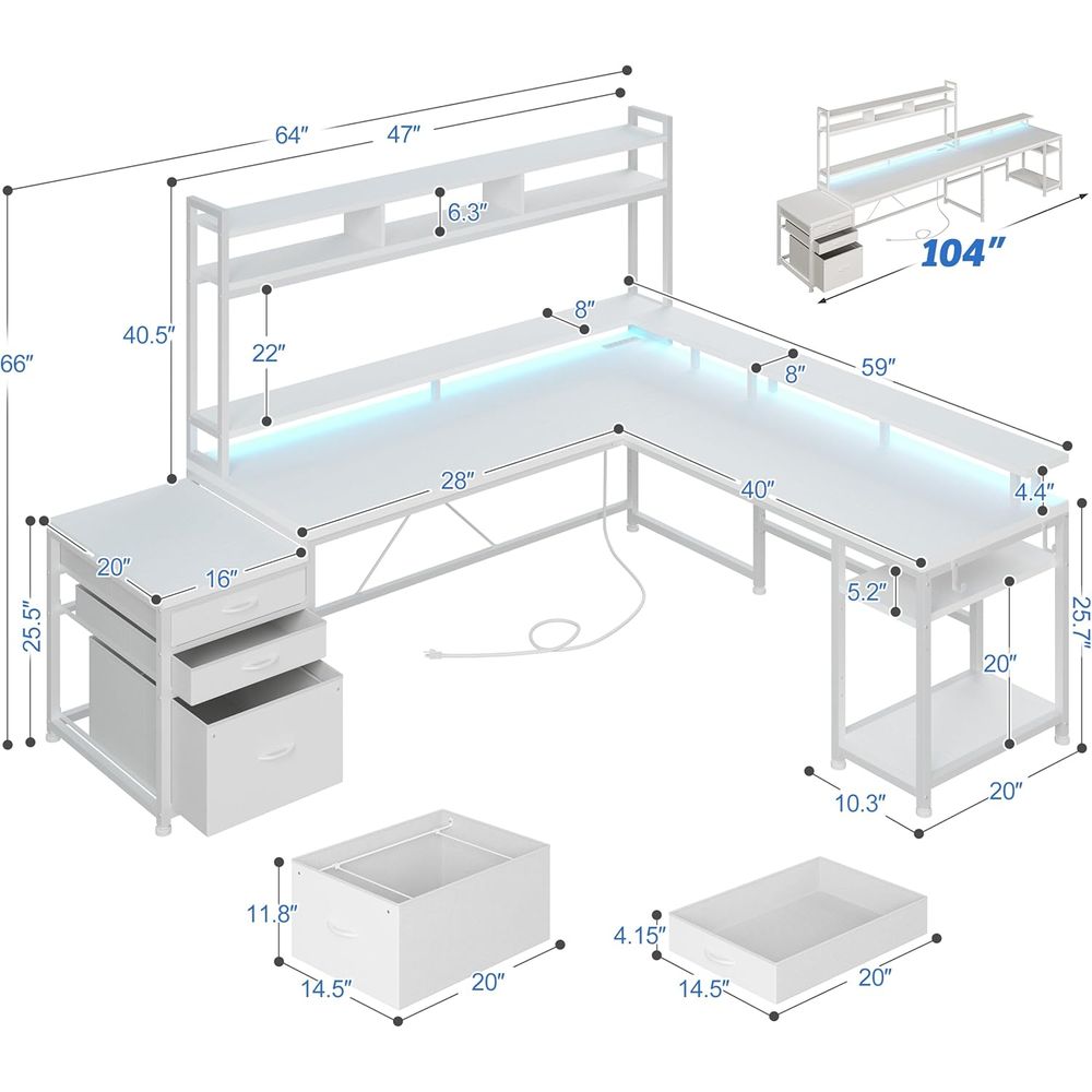 104-inch L-Shaped Desk for Dua - огляд і ціна Desk Setup L Shaped