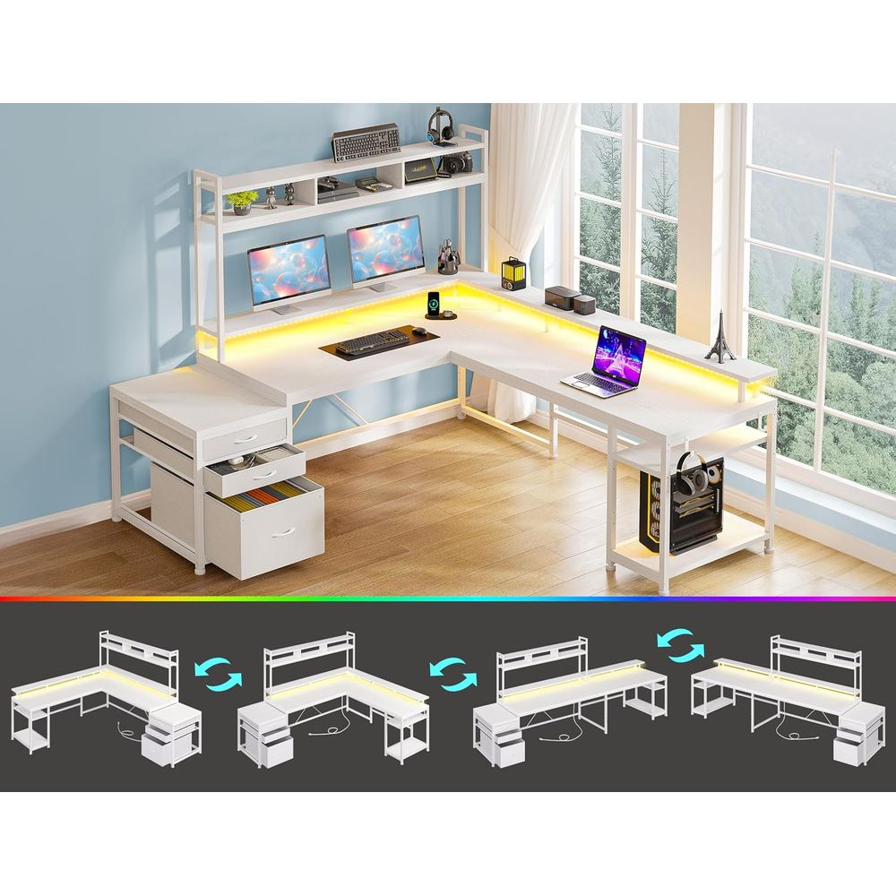 104-inch L-Shaped Desk for Dua - огляд і ціна Desk Setup L Shaped