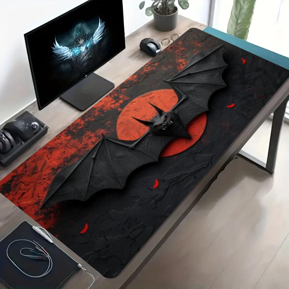 Dark Red Bat Pattern Large Gam - огляд і ціна Desk Setup Pc And Laptop