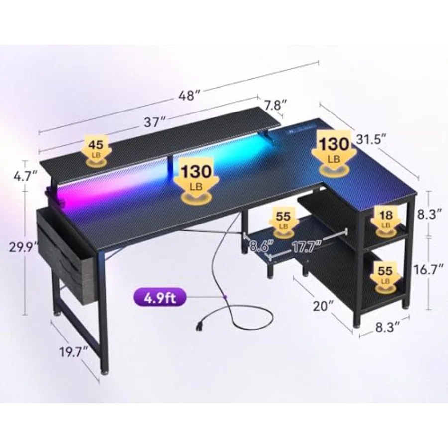 L Shaped Gaming Desk with LED  - огляд і ціна Desk Setup L Shaped