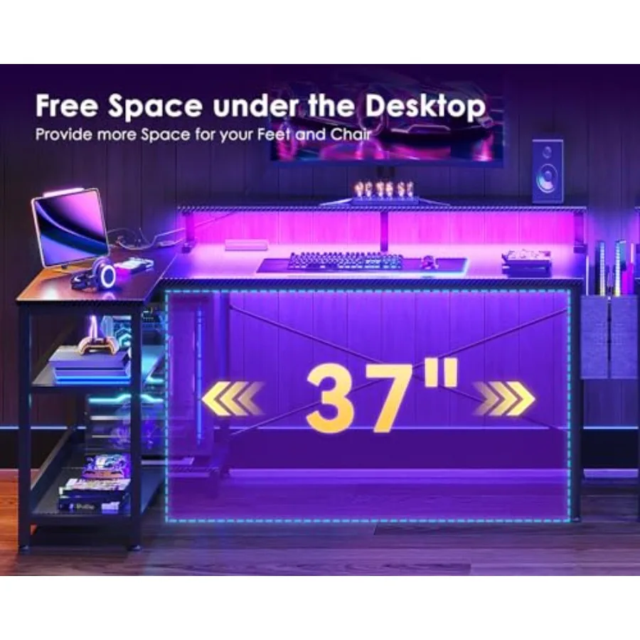 L Shaped Gaming Desk with LED  - огляд і ціна Desk Setup L Shaped