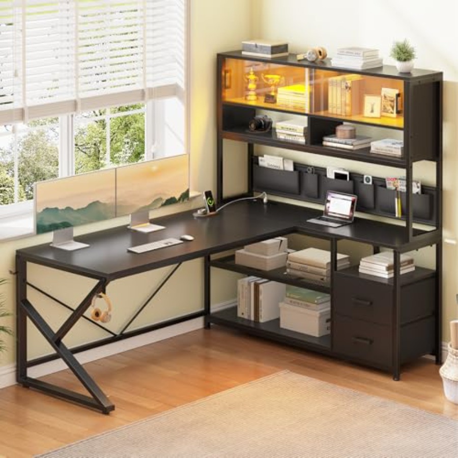 L Shaped Gaming Desk with Stor - огляд і ціна Desk Setup L Shaped