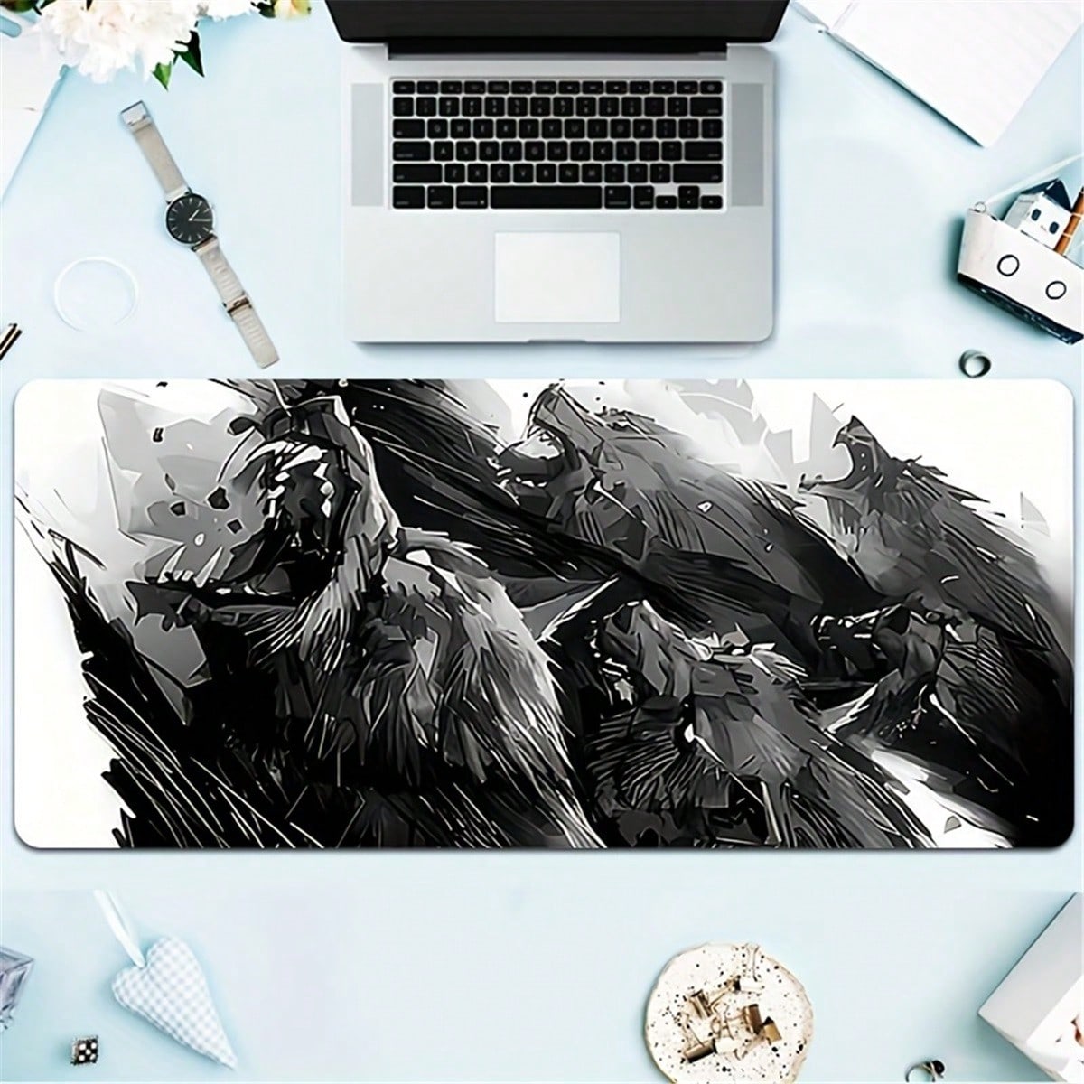 Large Wolf Gaming Desk Pad Com - огляд і ціна Desk Setup Pc And Laptop