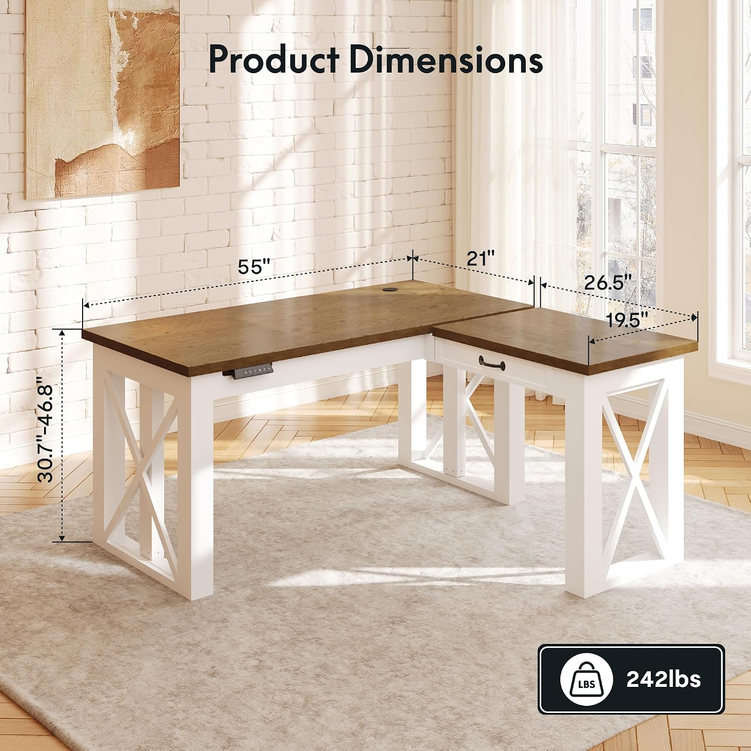 L Shaped Standing Desk with Dr - огляд і ціна Desk Setup L Shaped