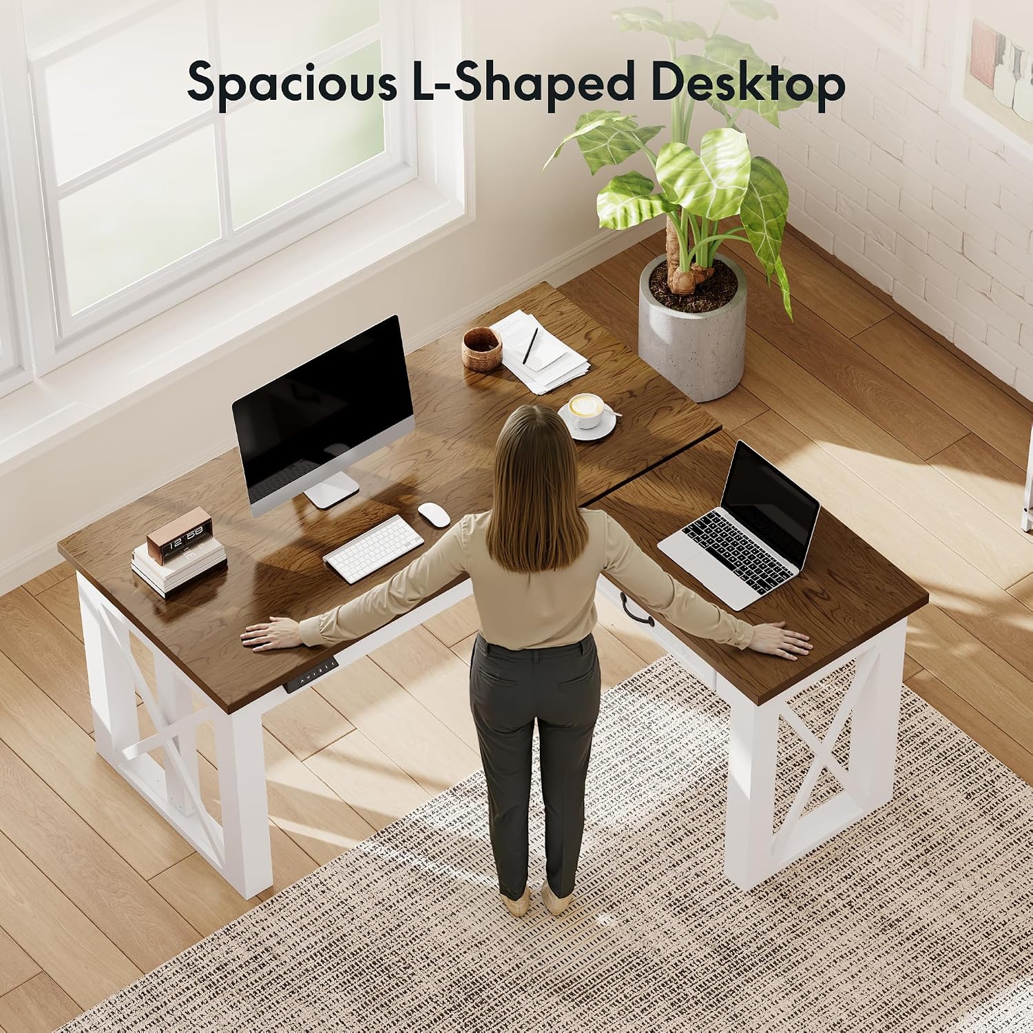 L Shaped Standing Desk with Dr - огляд і ціна Desk Setup L Shaped