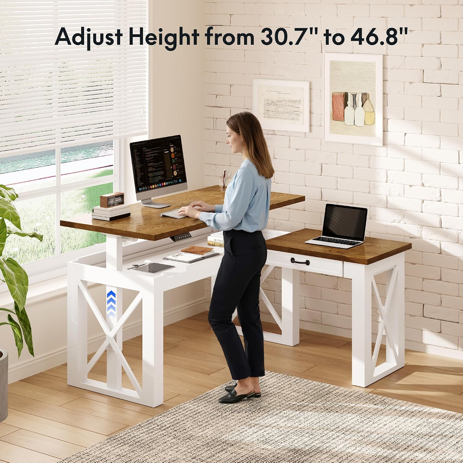 L Shaped Standing Desk with Dr - огляд і ціна Desk Setup L Shaped