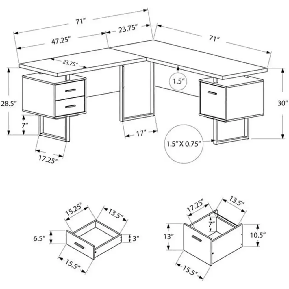 L-Shaped 70 Computer Desk with - огляд і ціна Desk Setup L Shaped