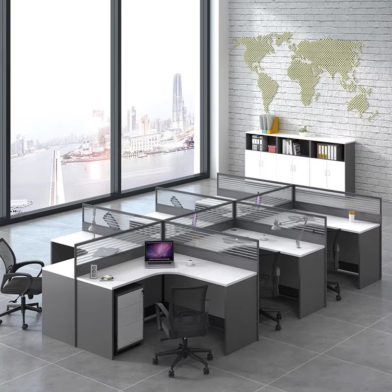 White Office Desk for 2 4 or 6 - огляд і ціна Desk Setup L Shaped