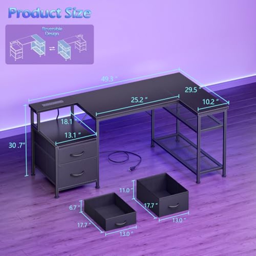 49 Inch L Shaped Gaming Desk w - огляд і ціна Desk Setup L Shaped