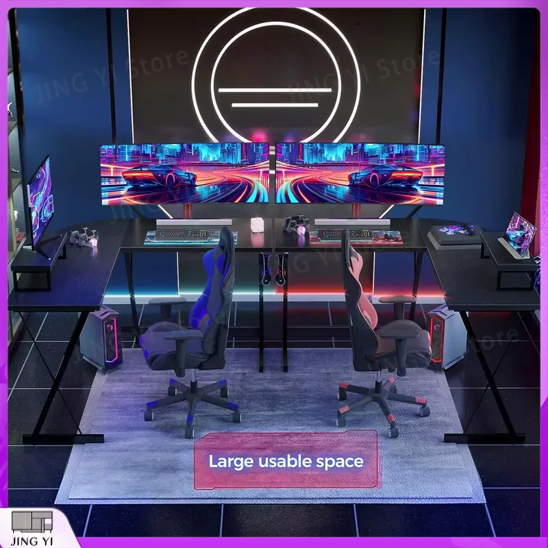 L Shaped Gaming Desk with Moni - огляд і ціна Desk Setup L Shaped