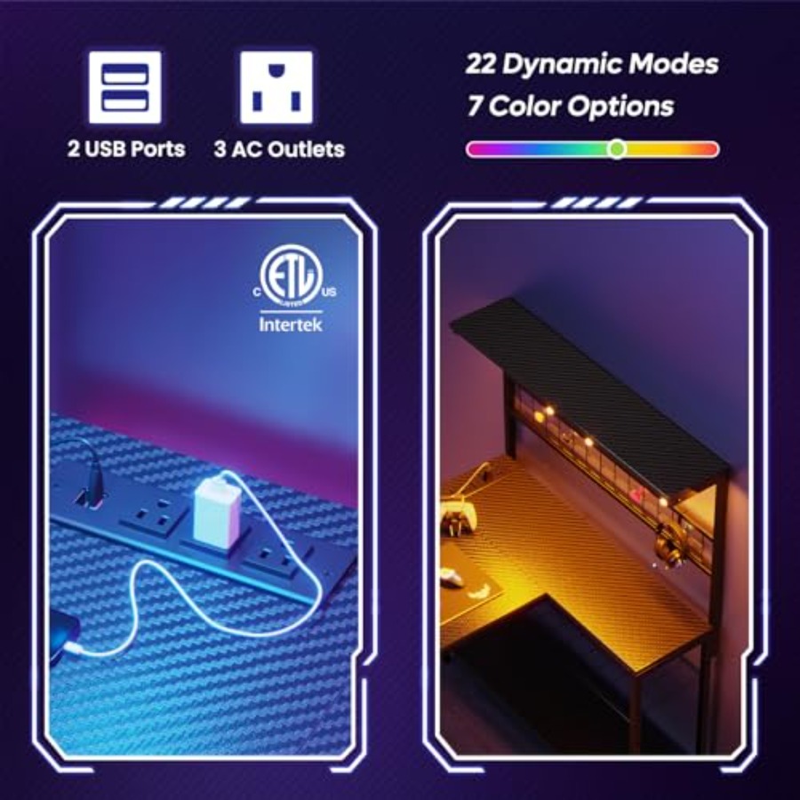 42 L Gaming Desk with Power Ou - огляд і ціна Desk Setup L Shaped