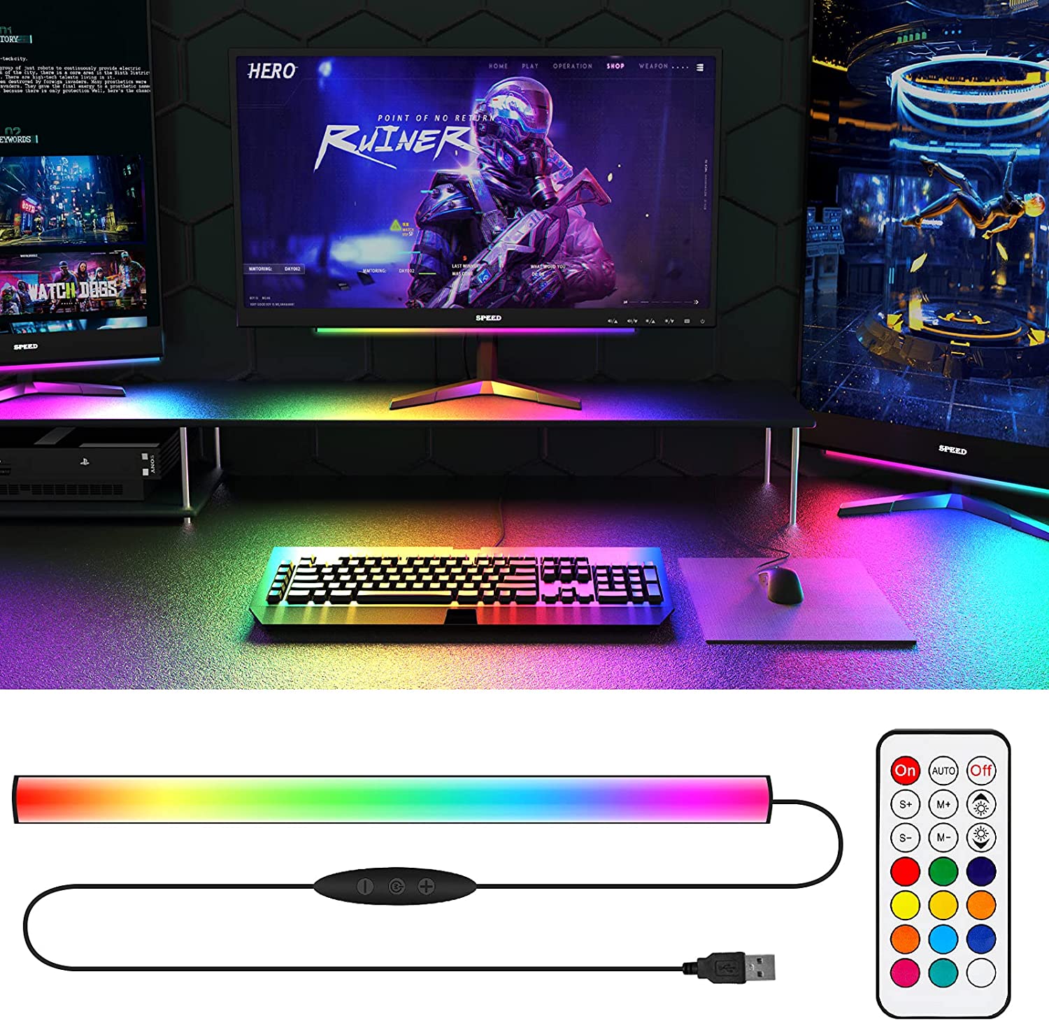 Under Monitor Light Bar RGB Dr - огляд і ціна Setup Desk Monitor